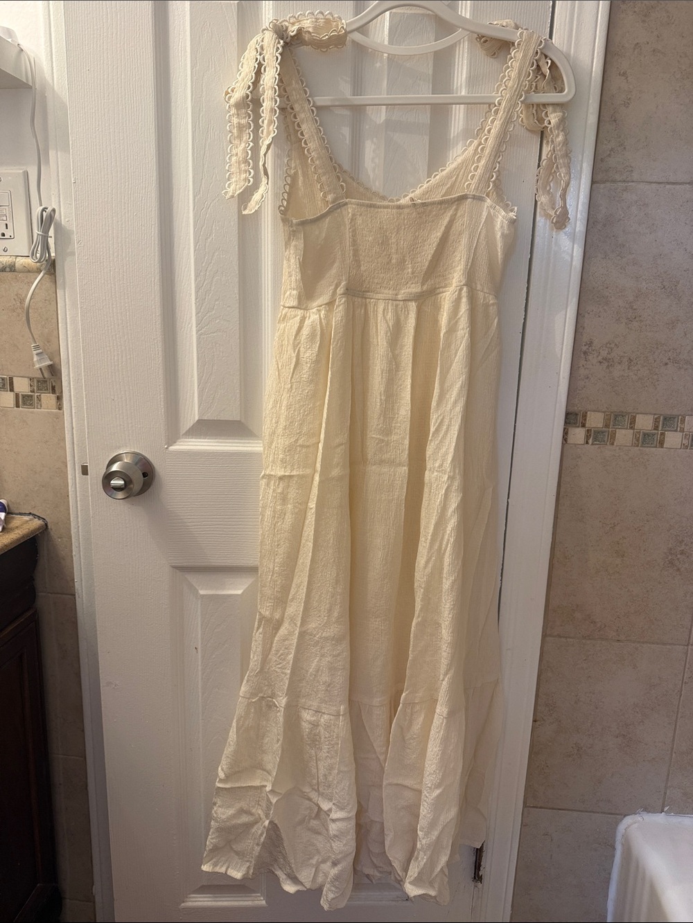 mine Cream Maxi Dress with Tie Straps - Picture 2 of 7
